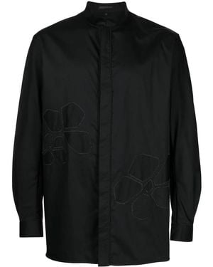 Shiatzy Chen Floral-Embroidered Cotton Shirt - Black