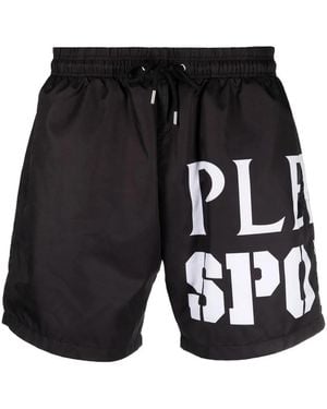 Philipp Plein Badeshorts Mit Logo-Print - Schwarz