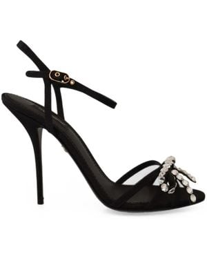 Dolce & Gabbana Crystal-Embellished Bow Sandals - Black