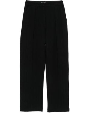 Emporio Armani Chevron-Motif Pleated Straight Trousers - Black