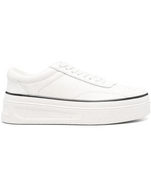 Jil Sander Perforated Leather Platform Trainers - White