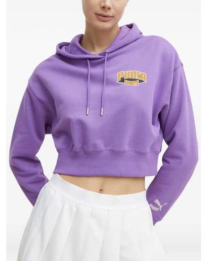 PUMA Team Logo-Print Hoodie - Purple