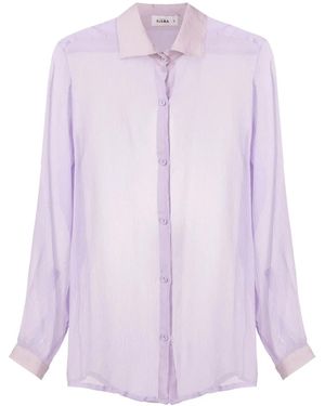 Amir Slama Sheer Crinkled Silk Shirt - Purple