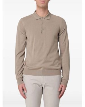 K-Way Rey Wool Merino Longsleeved Polo Shirt - Natural