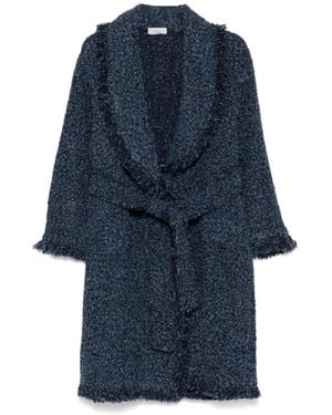 Charlott Fringed Bouclé Coat - Blue