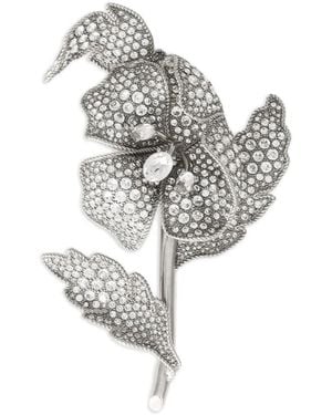 Dolce & Gabbana Spilla A Fiore Con Strass - Grigio