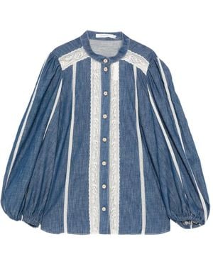 Zimmermann Elegant High Neckline Button-Down Top Size 0 - Blue