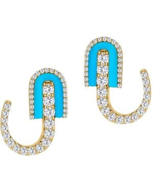 UNION LOS ANGELES Diamond And Huggie Earrings - Blue