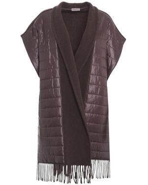 Herno Fringed-Hem Cape - Brown