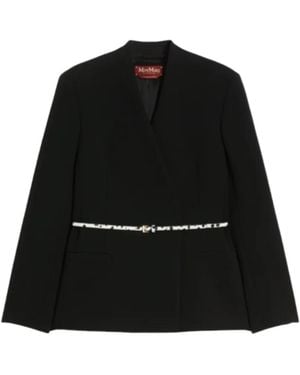 Max Mara Belted Double-Breasted Jacket - Black