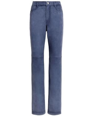 Proenza Schouler High-Waisted Leather Trousers - Blue