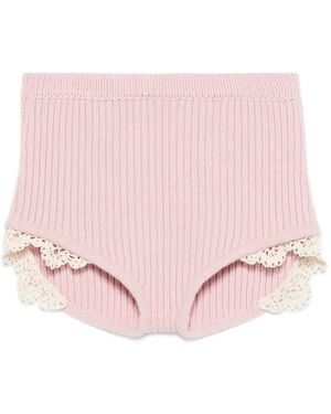 Magda Butrym Lace-Trim Knitted Shorts - Pink