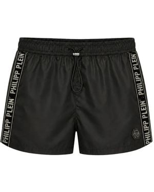 Philipp Plein Crystal-Embellished Swim Shorts - Black