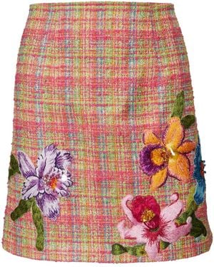 Carolina Herrera Minijupe À Fleurs En Dentelle - Rouge