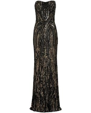 Jenny Packham Euphoria Sequin-Embellished Strapless Dress - Black