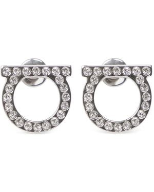 Ferragamo Orecchini Gancini Con Cristalli - Metallizzato