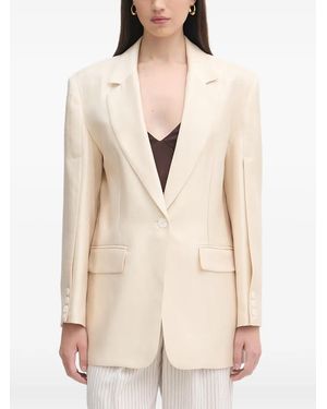 Haveone Single-Breasted Notched-Lapels Blazer - Natural
