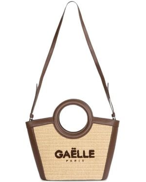 Gaelle Paris Mini Shopper Woven-Design Logo-Patch Cross Body Bag - Metallic
