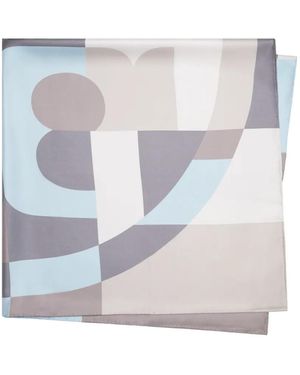 Tory Burch Geo Colorblock Silk Square Scarf - White
