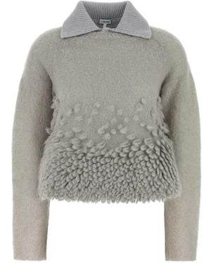 Loewe Collar-detail long-sleeves sweater - Gris