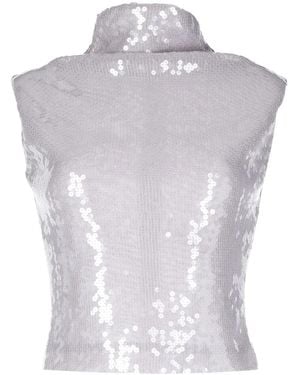 16Arlington Luna Sequin-Embellished Top - White