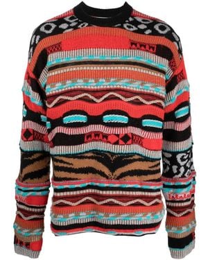 Laneus Trui Met Contrasterend Patroon - Rood