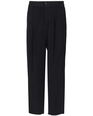 Giorgio Armani Button Pleat Trousers - Blue