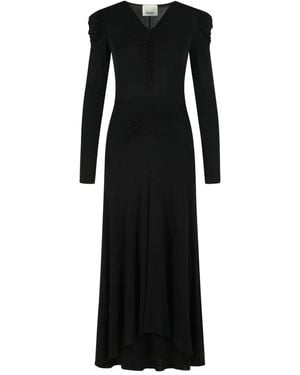 Isabel Marant Nejma Patch-Button V-Neck Maxi Dress - Black