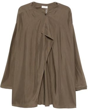 Ruohan Noro Collarless Drape Shirt - Brown