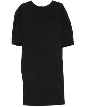 Issey Miyake Pocket-Detail Draped Rear-Zip Mini Dress - Black