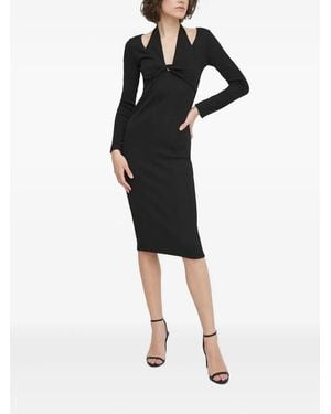 Sisley Twist-Neck Ribbed Dress - Black