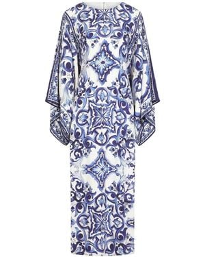 Dolce & Gabbana Blu Mediterraneo Silk Chiffon Kimono Dress - Blue