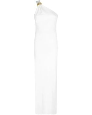 Elisabetta Franchi Milano One-Shoulder Hardware-Detail Dress - White