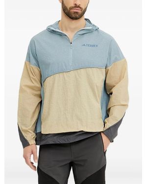 adidas X Terrex Xploric Grid-Pattern Windbreaker - Blue