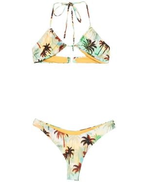 MATINEÉ Bikini Con Palmeras Estampadas - Metálico
