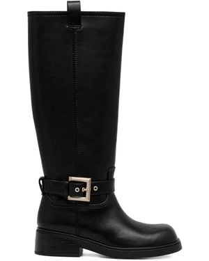 ARMANI EXCHANGE Buckle-Detail Boots - Black