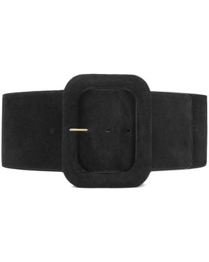 Ami Paris Cinturón De Ante Con Hebilla Rectangular - Negro
