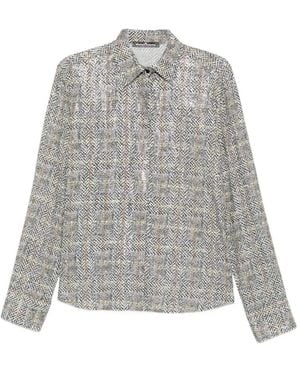 Ermanno Scervino Sequin-Embellished Herringbone Shirt - Gray