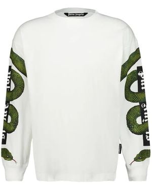 Palm Angels Snake Box Logo Long-sleeved T-shirt - White