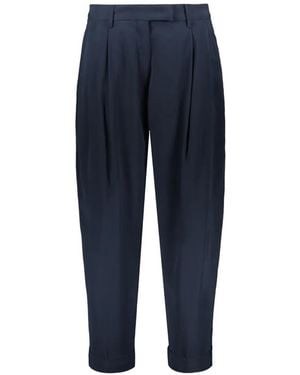 Moorer Pantalones Con Pliegues Y Dobladillo Vuelto - Azul