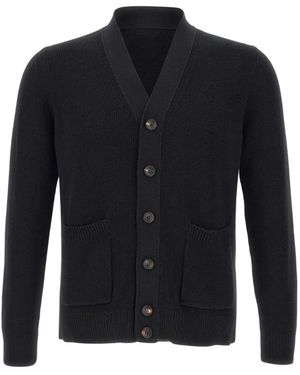 FILIPPO DE LAURENTIIS V-Neck Cotton Cardigan - Blue
