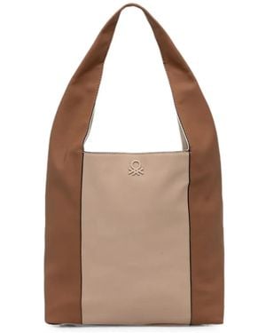 Benetton Logo-Embroidered Reversible Tote Bag - Brown