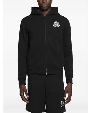 Moncler Logo-Patch Zip-Up Hoodie - Black