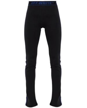 Off-White c/o Virgil Abloh Logo-Waistband Flared-Leg Trousers - Black