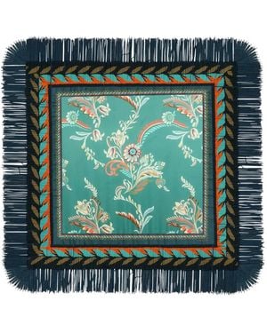 Etro Fransenschal Mit Narzissen-Motiv - Grün