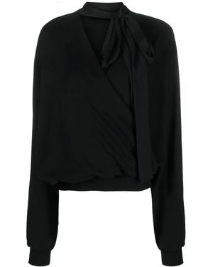 Blumarine Gewickelte Bluse Mit Schleifenkragen - Schwarz