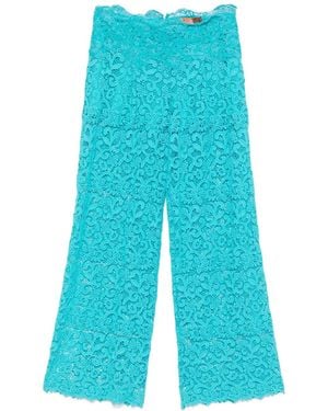 Ermanno Scervino Floral-Lace Pants - Blue