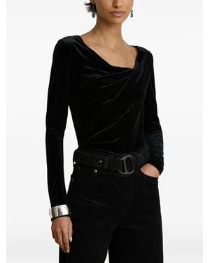 Ralph Lauren Draped Long-Sleeved Top - Black