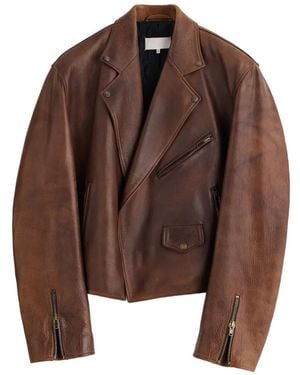 Maison Margiela Biker Leather Jacket - Brown