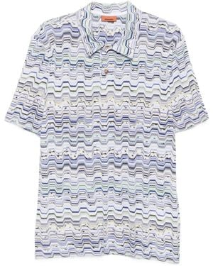 Missoni Zigzag-Pattern Polo Shirt - Grey
